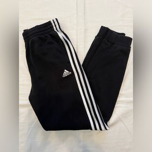 Adidas Boys Pull On Jogger Sweats - Black/White Stripe Large (14/16)